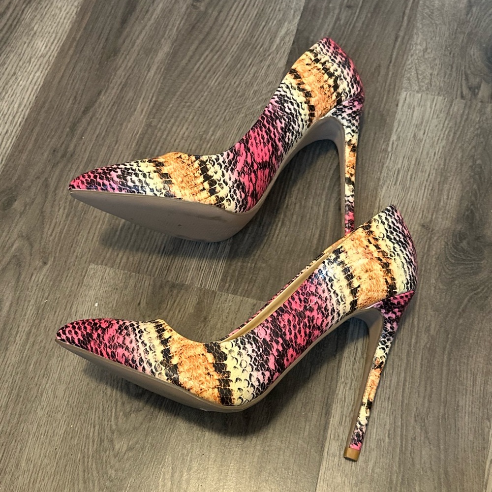 Shoe Dazzle Pink and Yellow Stiletto Heels